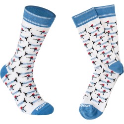 Premium Knitted Crew Socks With Repeated Design Packaged Into A Branded Tin
